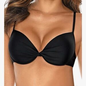 RELLECIGA Black Push-Up Strappy Back Bikini Top Size XL